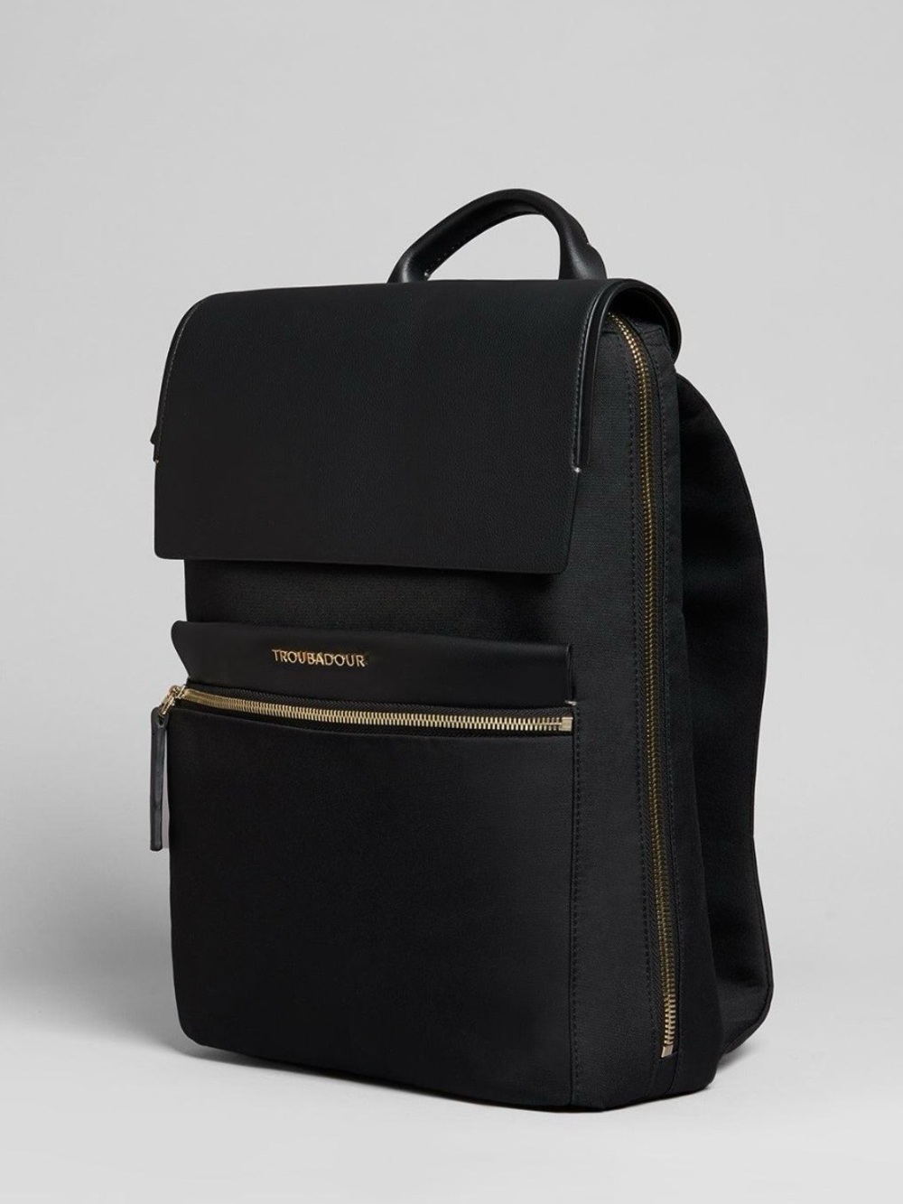 Troubadour Black Everyday Backpack with Gold Hardware